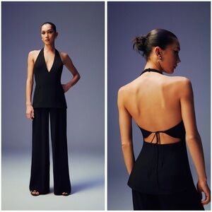 MISHA THE 'PASHA' CREPE BLACK JUMPSUIT